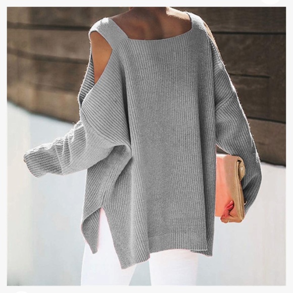 Super cute woman sweater cold shoulder oversized - Picture 8 of 10